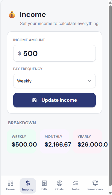 Income Setup